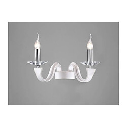 Luminaire Center Applique murale Nardini 2 Ampoules chrome poli/blanc Faux cuir/cristal Coloris : chrome poli, blanc Largeur en Cm : 44 Hauteur en Cm : 17 Profondeur en Cm : 15 Poids en Kilos : 1,3 Nombre d'ampoules : 2 Type d'ampoule : E14