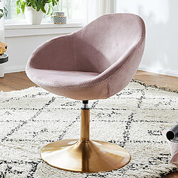 Mes Fauteuil 70x70x79 cm en velours rose clair et pied doré 