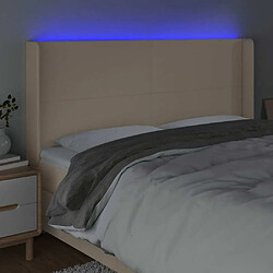 Avis Maison Chic Tête de lit scandinave à LED,meuble de chambre Crème 183x16x118/128 cm Tissu -MN46783