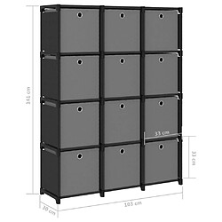 vidaXL Étagère à 12 cubes avec boîtes Noir 103x30x141 cm Tissu pas cher