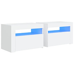 vidaXL Tables de chevet 2 pcs avec LED Blanc 60x35x40 cm