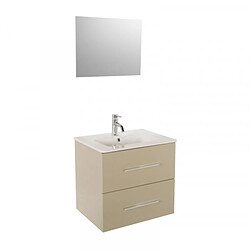 Dansmamaison Meuble sous vasque suspendu 2 tiroirs 80 cm Taupe + Miroir - GUZO