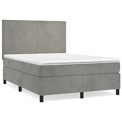 Maison Chic Lit Adulte - Lit simple Lit à sommier tapissier et matelas moelleux - Meuble de Chambre - Gris clair 140x200cm Velours -MN94140