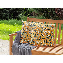 Beliani Lot de 2 coussins d'extérieur à motif de feuilles multicolores 45 x 45 cm TAGGIA