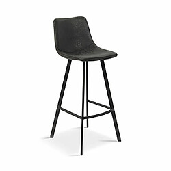 Mes Lot de 2 chaises de bar H68 cm en PU noir - POHAN