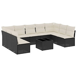 Maison Chic Salon de jardin 10 pcs avec coussins | Ensemble de Table et chaises | Mobilier d'Extérieur noir résine tressée -GKD41983