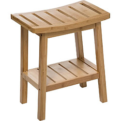 Pegane Tabouret en bois de bambou coloris naturel - Longueur 39,5 x Profondeur 25,2 x Hauteur 46 cm 