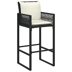 Avis vidaXL Tabourets de bar jardin coussins lot de 2 noir résine tressée