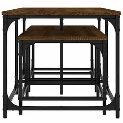 Maison Chic Ensemble de 3 Tables basses gigognes,Table Console pour salon chêne marron bois d'ingénierie -MN77267 pas cher