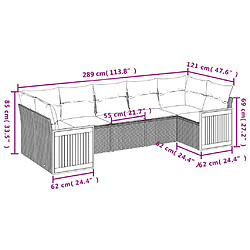 vidaXL Salon de jardin avec coussins 7 pcs gris résine tressée pas cher