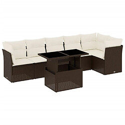 vidaXL Salon de jardin avec coussins 7 pcs marron résine tressée