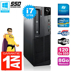 PC Lenovo M92p SFF Core I7-3770 8Go Disque 120Go SSD Graveur DVD Wifi W7 · Occasion 