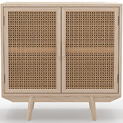 ICONIK INTERIOR Buffet en Bois Naturel - Design Boho Bali - 2 Portes - Treys Naturel