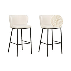 Beliani Tabouret de bar Set de 2 Bouclé Blanc MINA