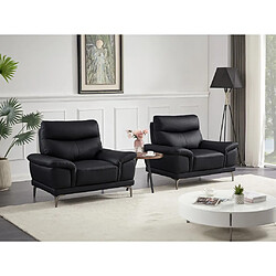 Vente-Unique Fauteuil en cuir noir ATESSO