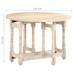 vidaXL Table à manger Rond 110x76 cm Bois de manguier massif pas cher