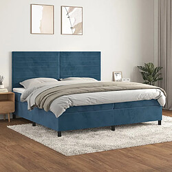 vidaXL Sommier à lattes de lit et matelas Bleu foncé 200x200cm Velours