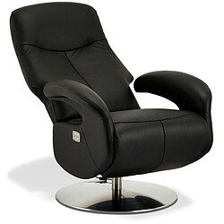 FURNHOUSE Fauteuil relax electrique en cuir noir