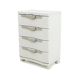 Pegane Commode de rangement 4 tiroirs intérieur/extérieur coloris beige - Longueur 70 x Profondeur 45 x Hauteur 100 cm