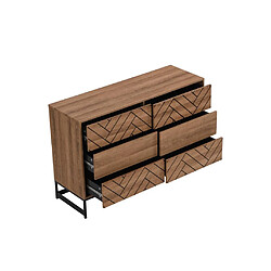 Acheter Vente-Unique Commode 6 tiroirs - MDF et acier - Coloris : Naturel et noir - CARATANA