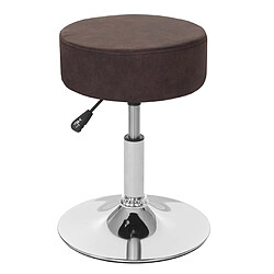 Decoshop26 Tabouret réglable en hauteur Ø 35cm imitation daim marron foncé vintage 04_0005330 