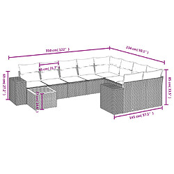 Avis vidaXL Salon de jardin 10 pcs avec coussins noir résine tressée