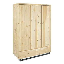 Schardt Armoire bébé 3 portes 2 tiroirs pin massif clair Zirbenholz L 135 x H 194 x P 61 cm