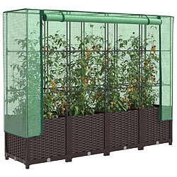 vidaXL Jardinière surélevée avec housse aspect rotin 160x40x138 cm 