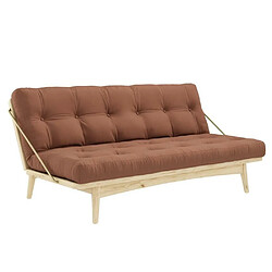 Inside 75 Banquette futon FOLK en pin massif coloris brun argile couchage 130 x 190 cm. 