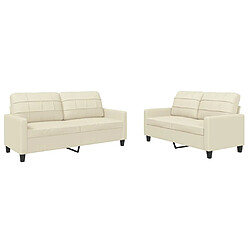 Maison Chic Ensemble de canapés 2 pcs avec coussins, Canapé droit Sofa pour Salon Crème Similicuir -GKD521527