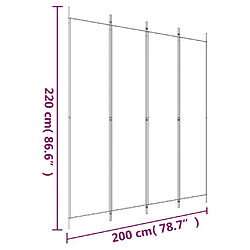 vidaXL Cloison de séparation 4 panneaux Blanc 200x220 cm Tissu pas cher