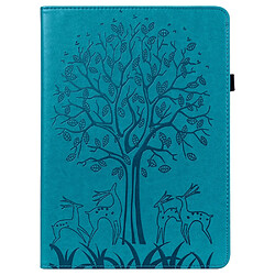 Etui en PU motif cerf et arbre avec support et porte-cartes bleu pour votre Xiaomi Pad 5/Pad 5 Pro