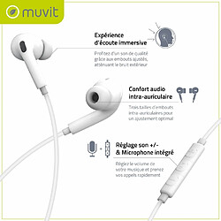 Muvit Écouteurs Intra Lightning avec Microphone et Bouton Contrôle de Volume Blanc