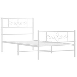 Maison Chic Lit adulte - Cadre de lit métal avec tête de lit/pied de lit,Structure du lit Contemporain pour chambre blanc 75x190 cm -MN84588 pas cher