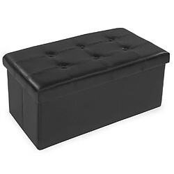 Helloshop26 Pouf coffre pliant pliable de rangement 80x39 cm salon salle à manger noir 08_0000479