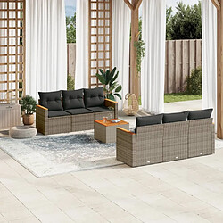 vidaXL Salon de jardin avec coussins 7 pcs gris résine tressée 