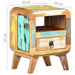 vidaXL Table de chevet 30x30x41 cm Bois de récupération massif pas cher