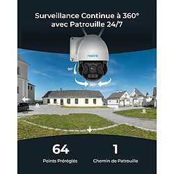 Reolink 5MP Caméra Surveillance WiFi 2,4/ 5 GHz PTZ, Zoom Optique 5X, Vue à 360°, Suivi Auto, Détection Intelligente, Vision Nocturne en Couleur, Audio Bidirectionnel, IP66