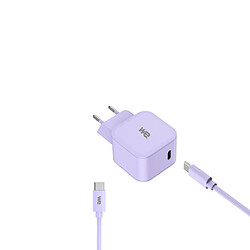 WE POP Pack Chargeur secteur + Câble USB-C/USB-C Violet : Chargeur secteur violet PD 20W port USB-C - Câble USBC-USBC 60W 1 mètre en silicone violet