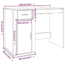 vidaXL Bureau Chêne sonoma 100x49x75 cm Bois d'ingénierie pas cher