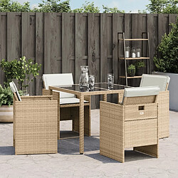 Acheter Maison Chic Lot de 4 Chaises de jardin avec coussins | chaises Relax d'extérieur beige résine tressée -GKD13007