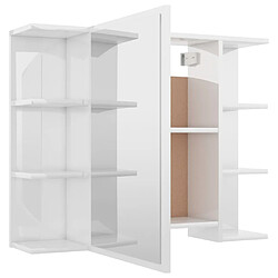 Helloshop26 Armoire à miroir de bain 80 x 20,5 x 64 cm aggloméré blanc brillant 02_0006683