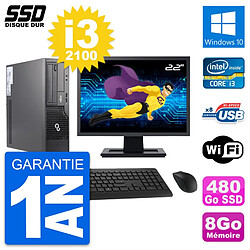 PC Fujitsu E500 E85+ DT Ecran 22" i3-2100 RAM 8Go SSD 480Go Windows 10 Wifi · Occasion 