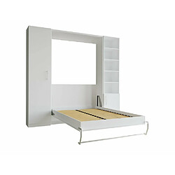 Inside 75 Composition armoire lit SMART-V2 façade blanc brillant 140*200 cm colonnes blanc mat