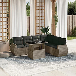 vidaXL Salon de jardin avec coussins 7 pcs gris résine tressée 