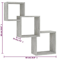 vidaXL Étagères murales cubiques gris béton 68x15x68cm bois ingénierie pas cher