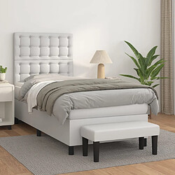 vidaXL Sommier à lattes de lit avec matelas Blanc 100x200cm Similicuir