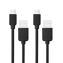 Wewoo Câble pour Samsung Galaxy, Huawei, Xiaomi, LG, HTC et autres smartphone 2 PCS 1 m haute vitesse Micro USB vers USB Data Sync Kits de recharge de câble,