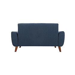 Avis Canapé scandinave 2 places tissu bleu et noyer EKTOR