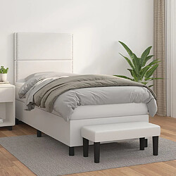 vidaXL Sommier à lattes de lit avec matelas Blanc 100x200cm Similicuir 